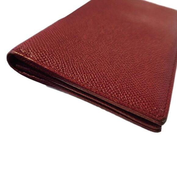 Bulgari (Authentic) Dark Red Leather Bi-fold Long Wallet w/ Silver Emblem EUC - Picture 4 of 11